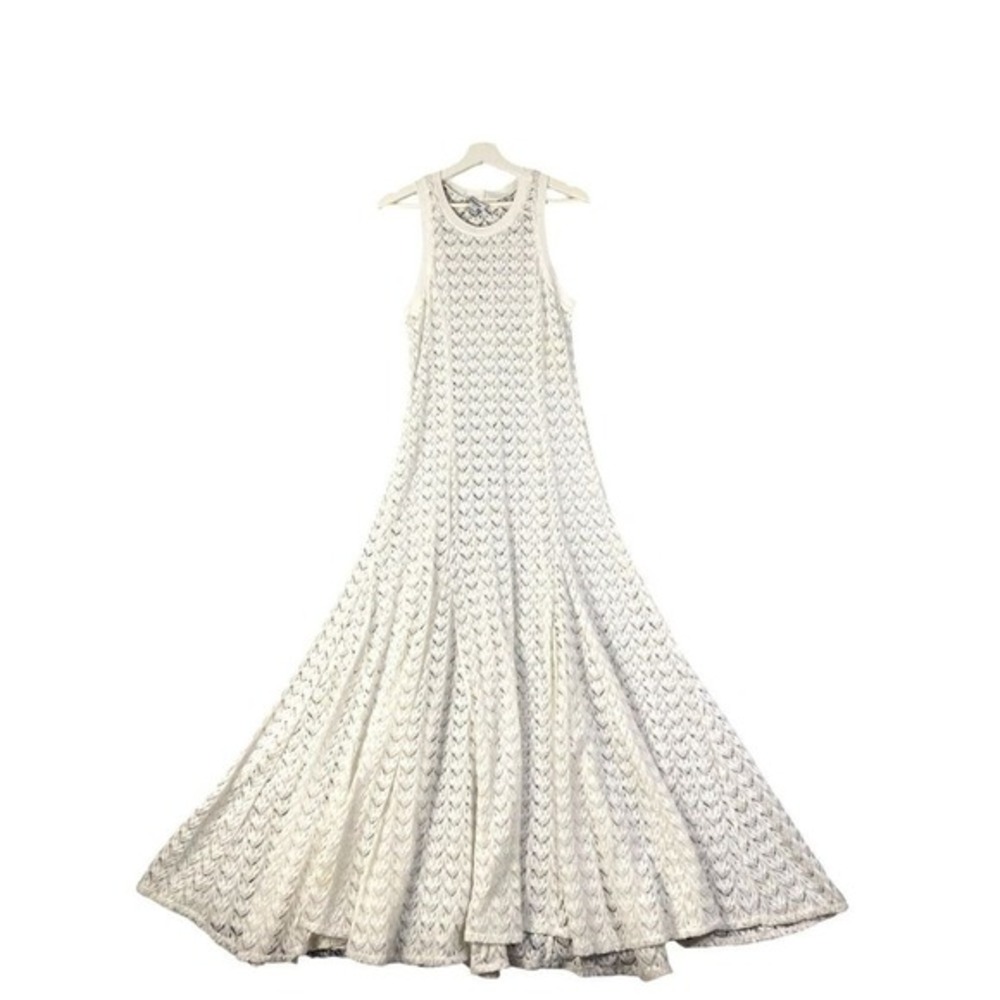 Sabina Musayev Womens Liora Coastal Crochet Knit Airy Maxi Dress S White Beach